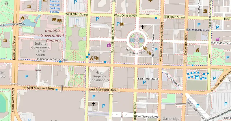 Carte de Conrad Indianapolis avec les hôtels à proximité