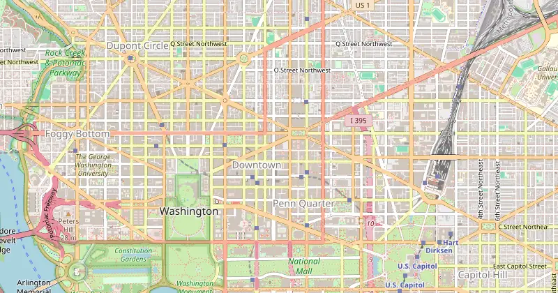 Carte de Conrad Washington, DC avec les hôtels à proximité