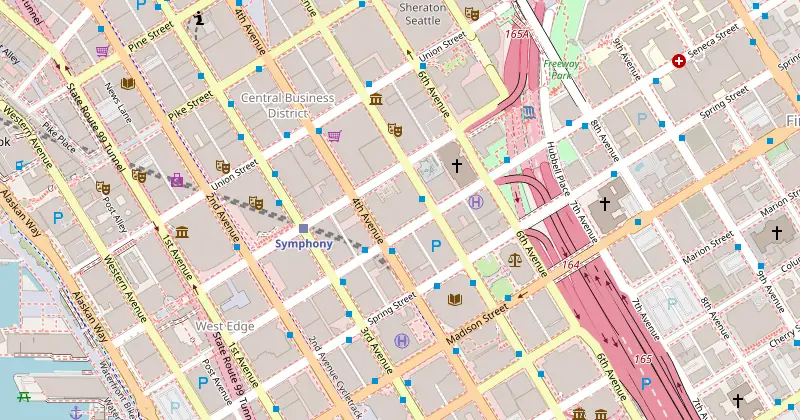 Carte de Fairmont Olympic Hotel avec les hôtels à proximité