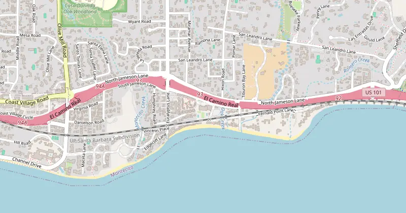 Carte de Rosewood Miramar Beach avec les hôtels à proximité