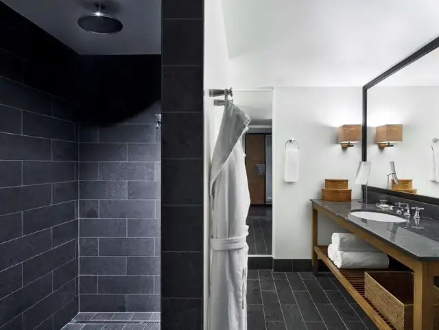 Park Hyatt Washington à Washington D.C., salle de bains moderne sombre avec douche